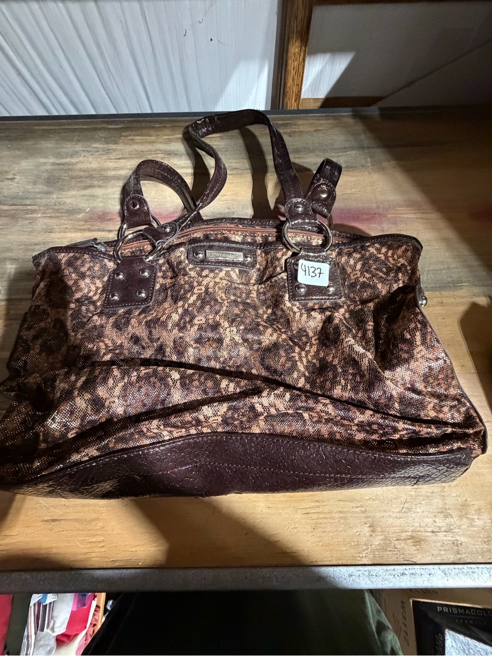 #4137-Brown Leopard-Print Women's Tote Bag